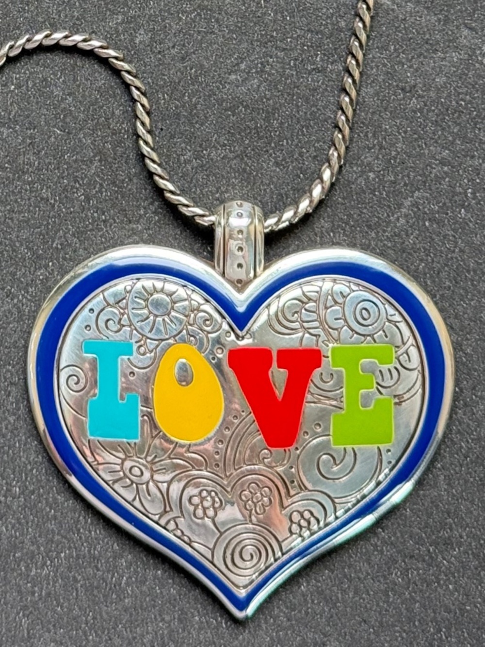 BRIGHTON "Summer of Love" Reversible Heart Pendant Necklace Retro